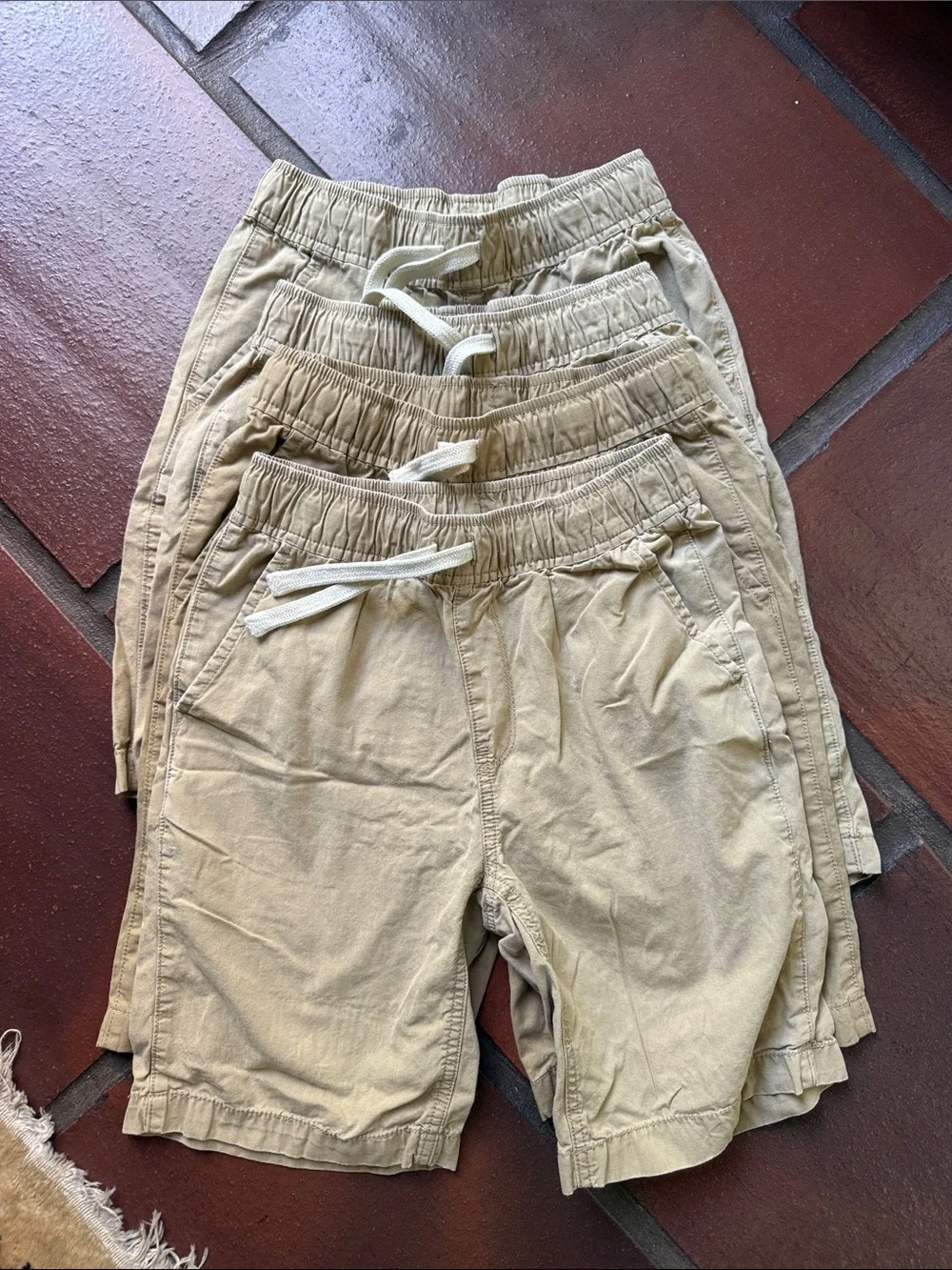Lot of 4 children’s Place Kids' Elastic Waist Shorts - Khaki uniform shirts 10y🤎
